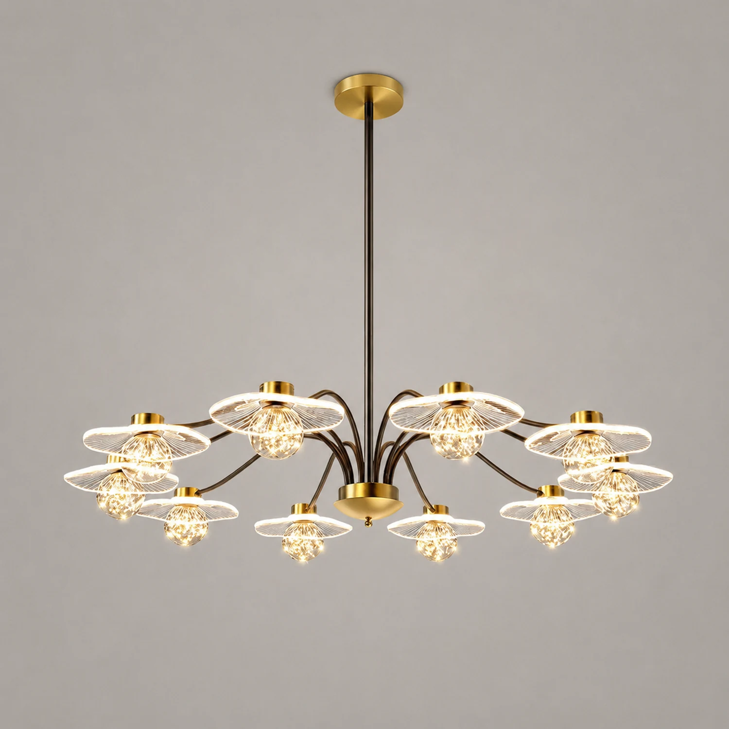 Carins Modern Blown Metal Pendant Light, Gold, Metal/Acrylic/Glass - Lumpaz