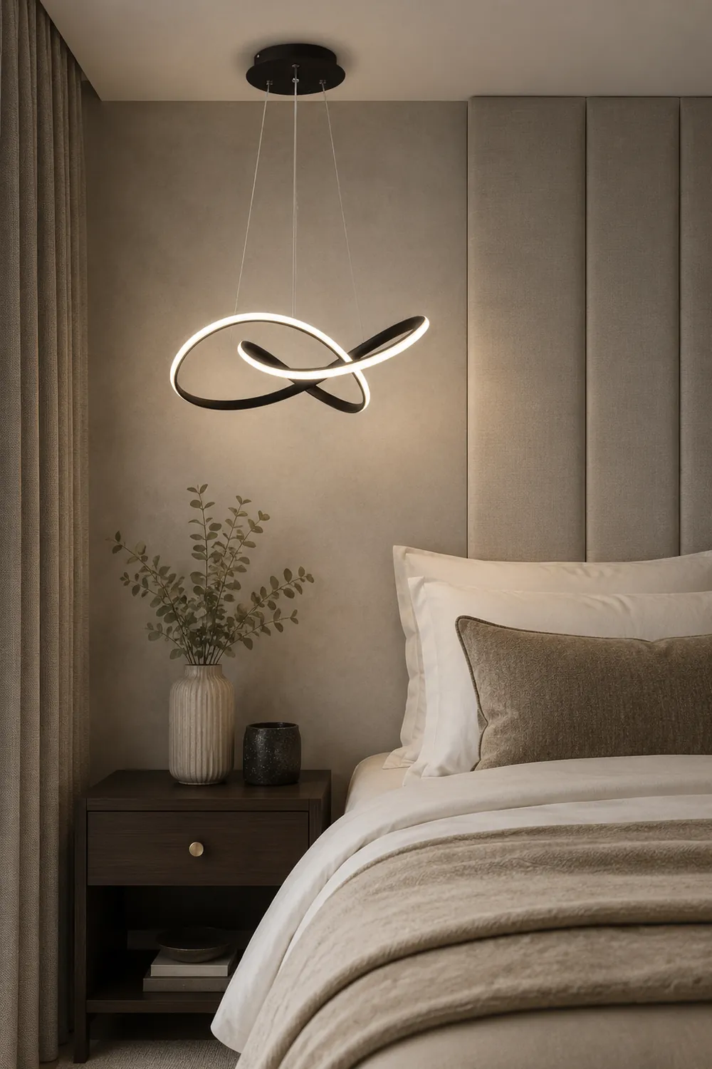 Modern Led Pendant Light, Black/White, Living Room/Bedroom - Lumpaz