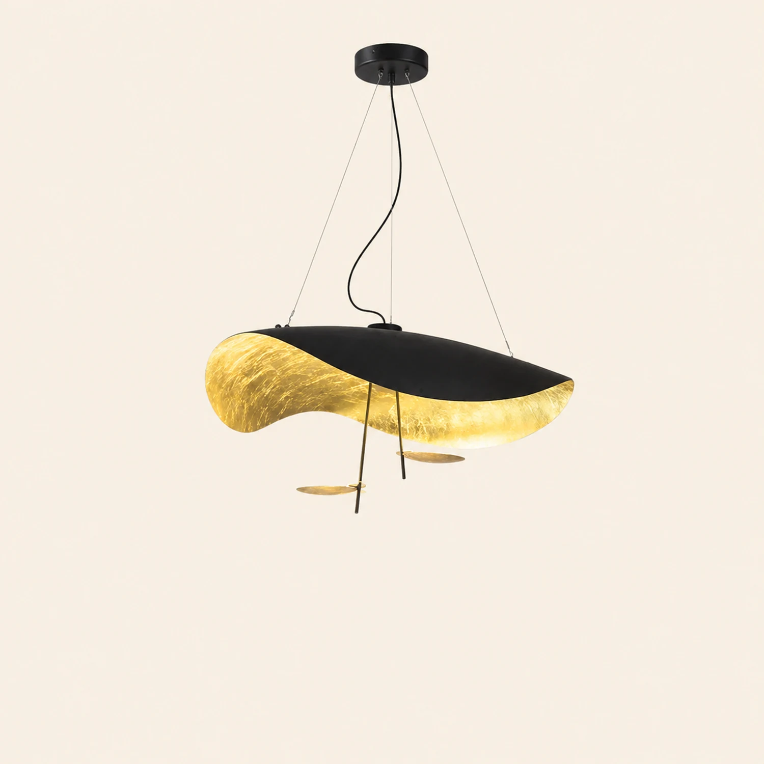 Renée Modern Nordic Saucer Metal Pendant Light, Black&Gold - Lumpaz