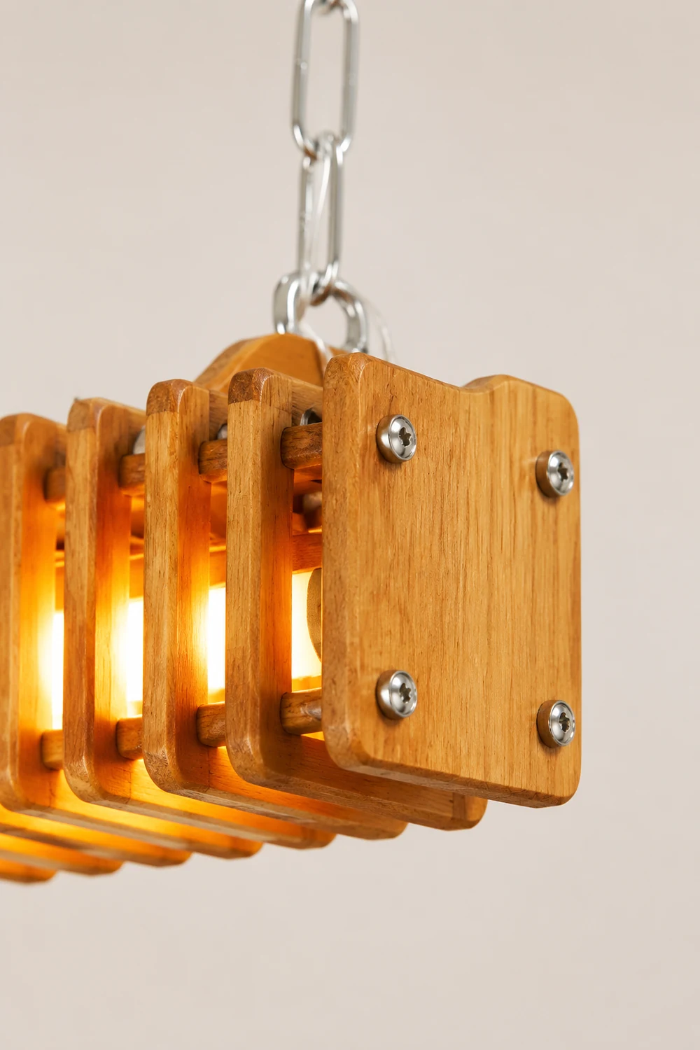 Austin Rectangular LED Pendant Light, Wood & Metal, 47.5" - Lumpaz