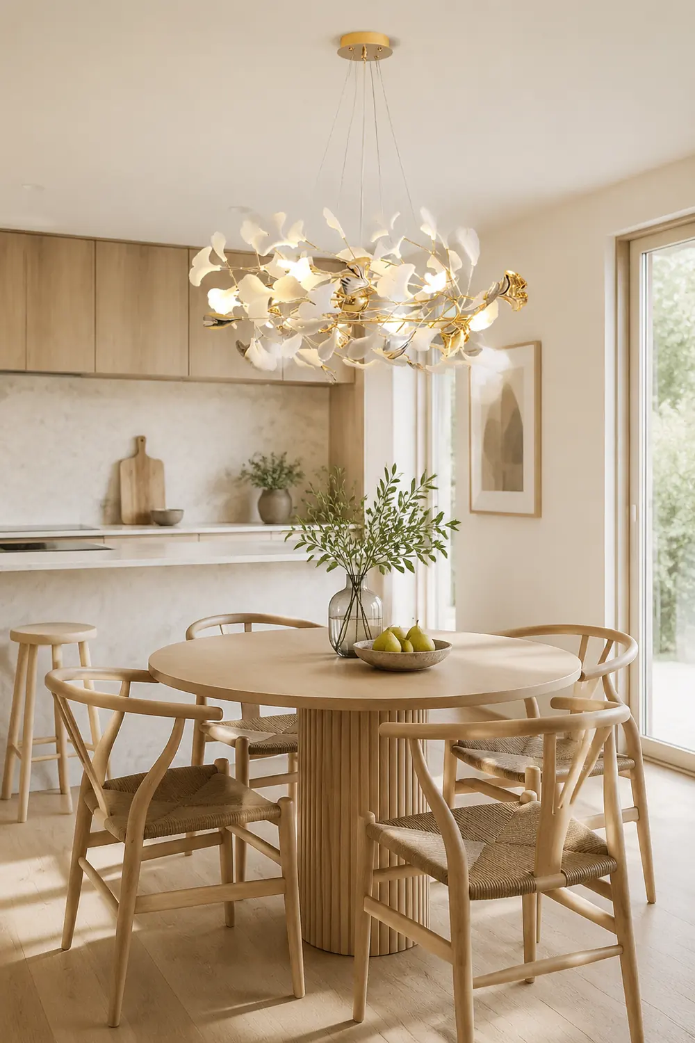 Ophelia Modern Petal Shaped Metal Ceramic Chandelier Dining Room - Lumpaz