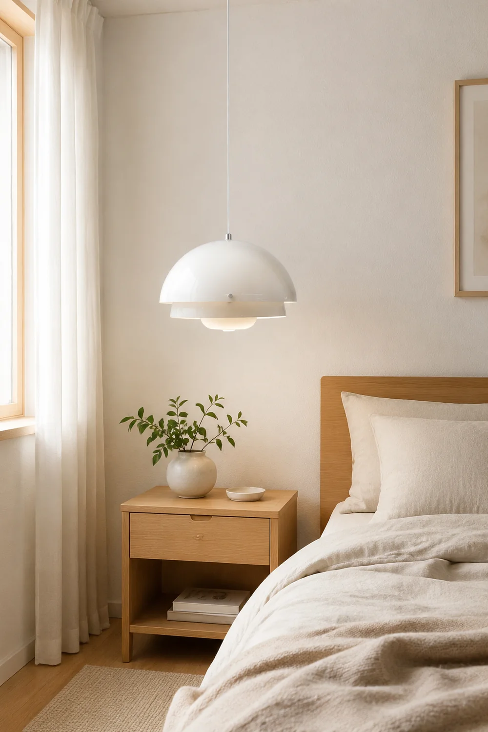 Hailie Dome Shape White Pendant Light - Lumpaz