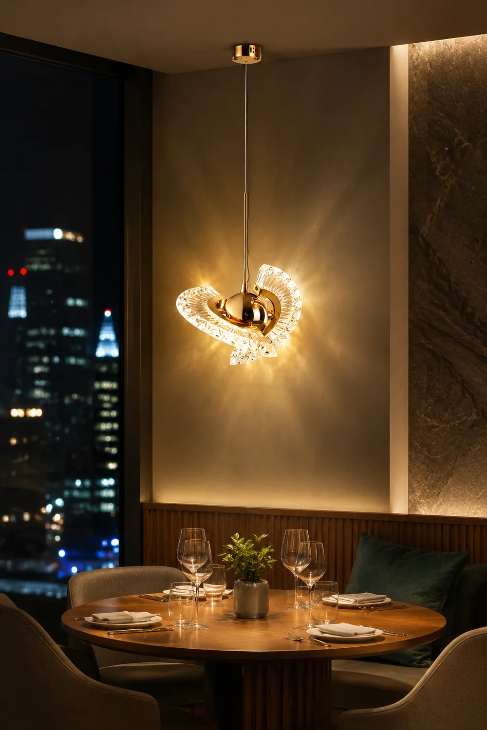Kristy Nordic Luxury Fan Metal/Acrylic Pendant Light, Gold - Lumpaz
