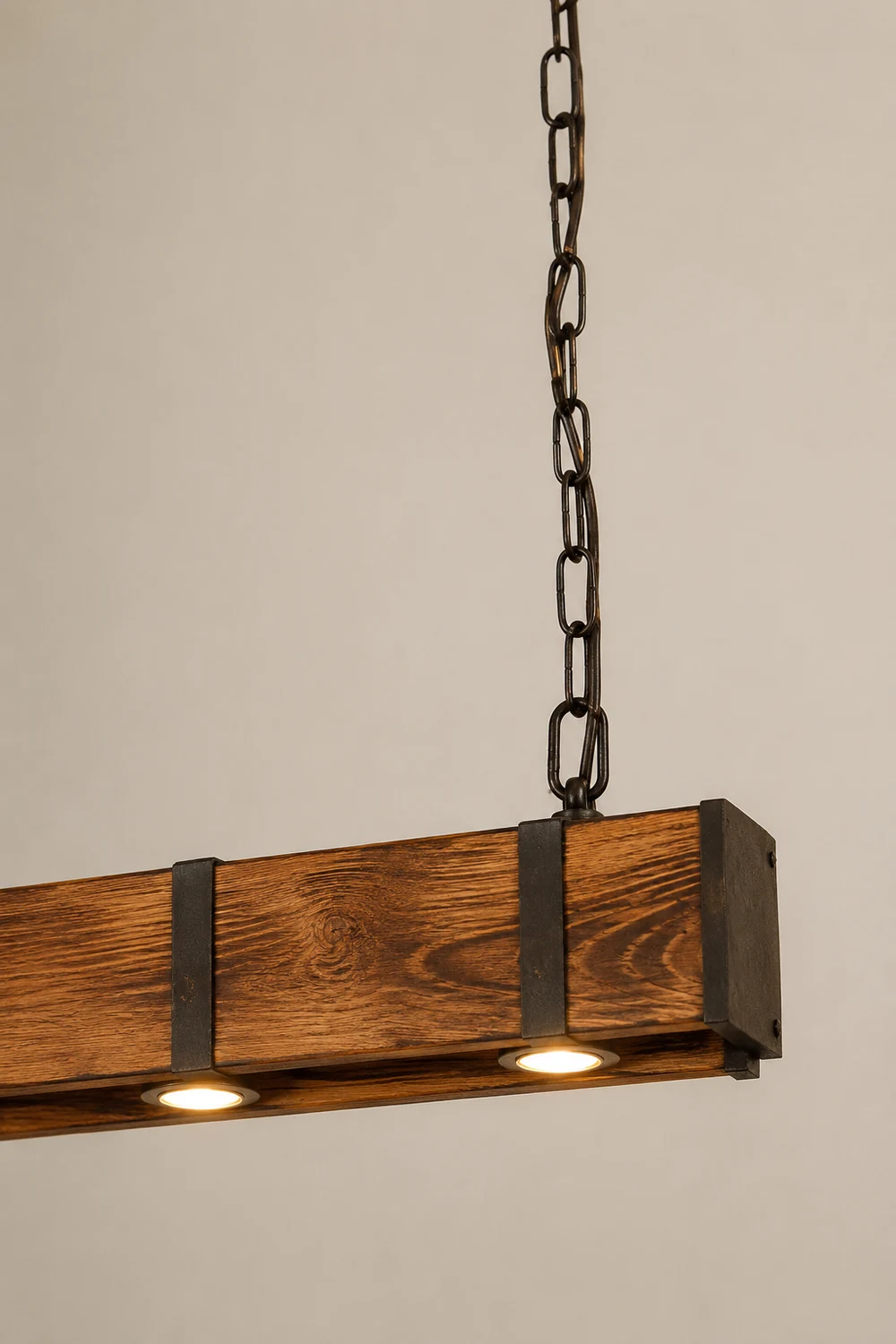 Alessio Vintage Linear Wood Pendant Light, Living Room/Restaurant - Lumpaz