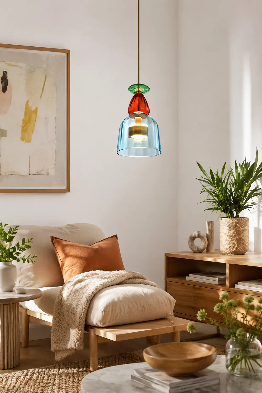 Hailie Modern Cup Glass Pendant Light, Colorful Bedroom, Living Room - Lumpaz