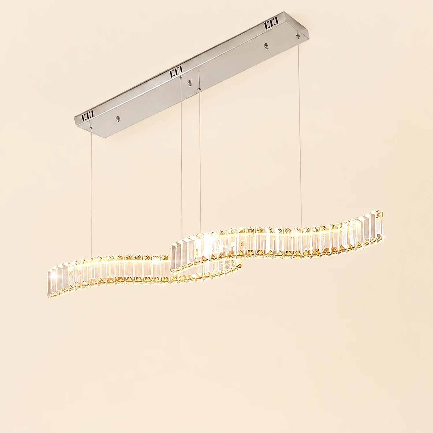 Kristy Luxury Wave Crystal/Metal Pendant Light, Silver/Gold - Lumpaz