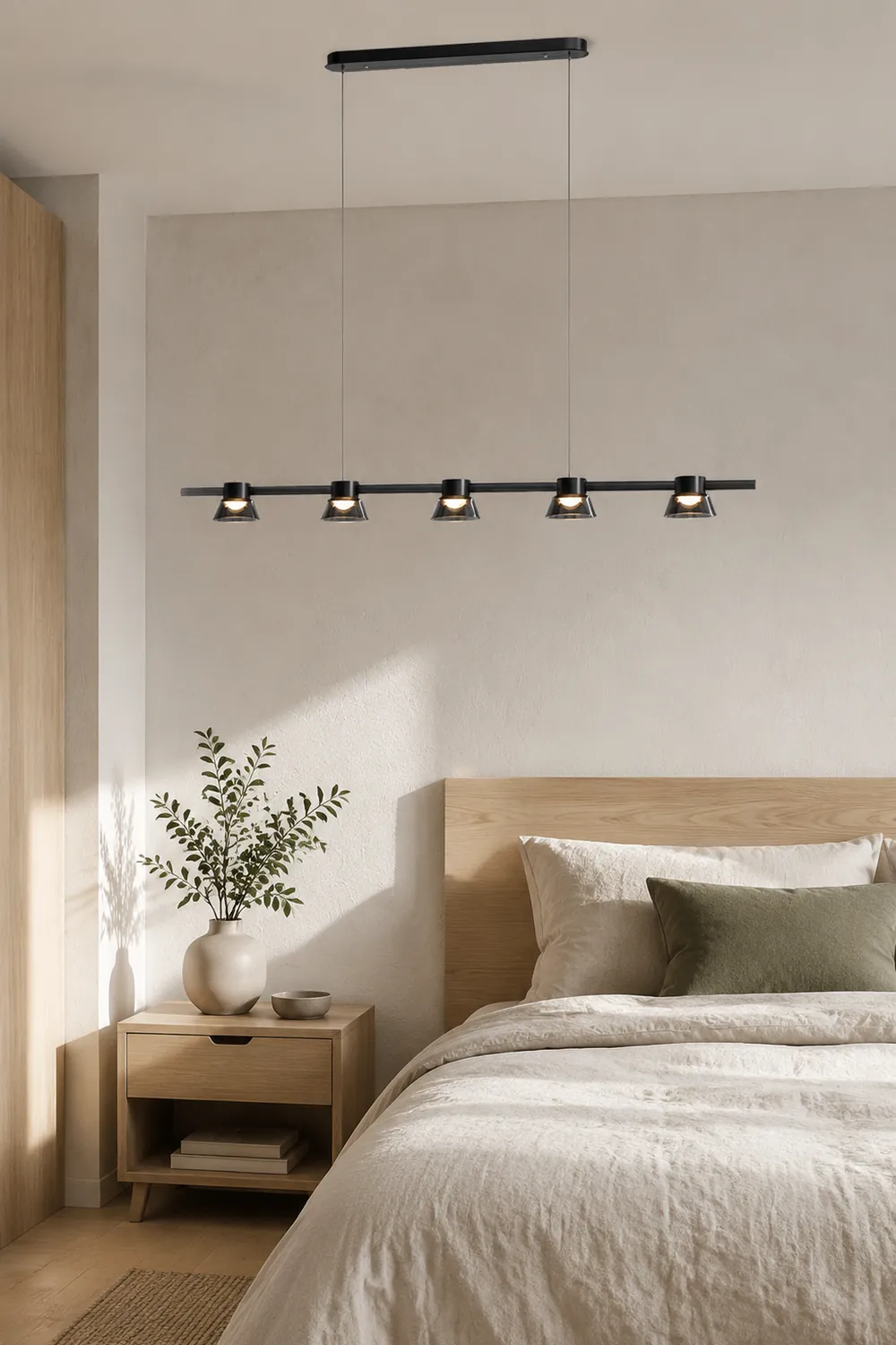 Evette Modern Linear Metal Pendant Light,Black - Lumpaz