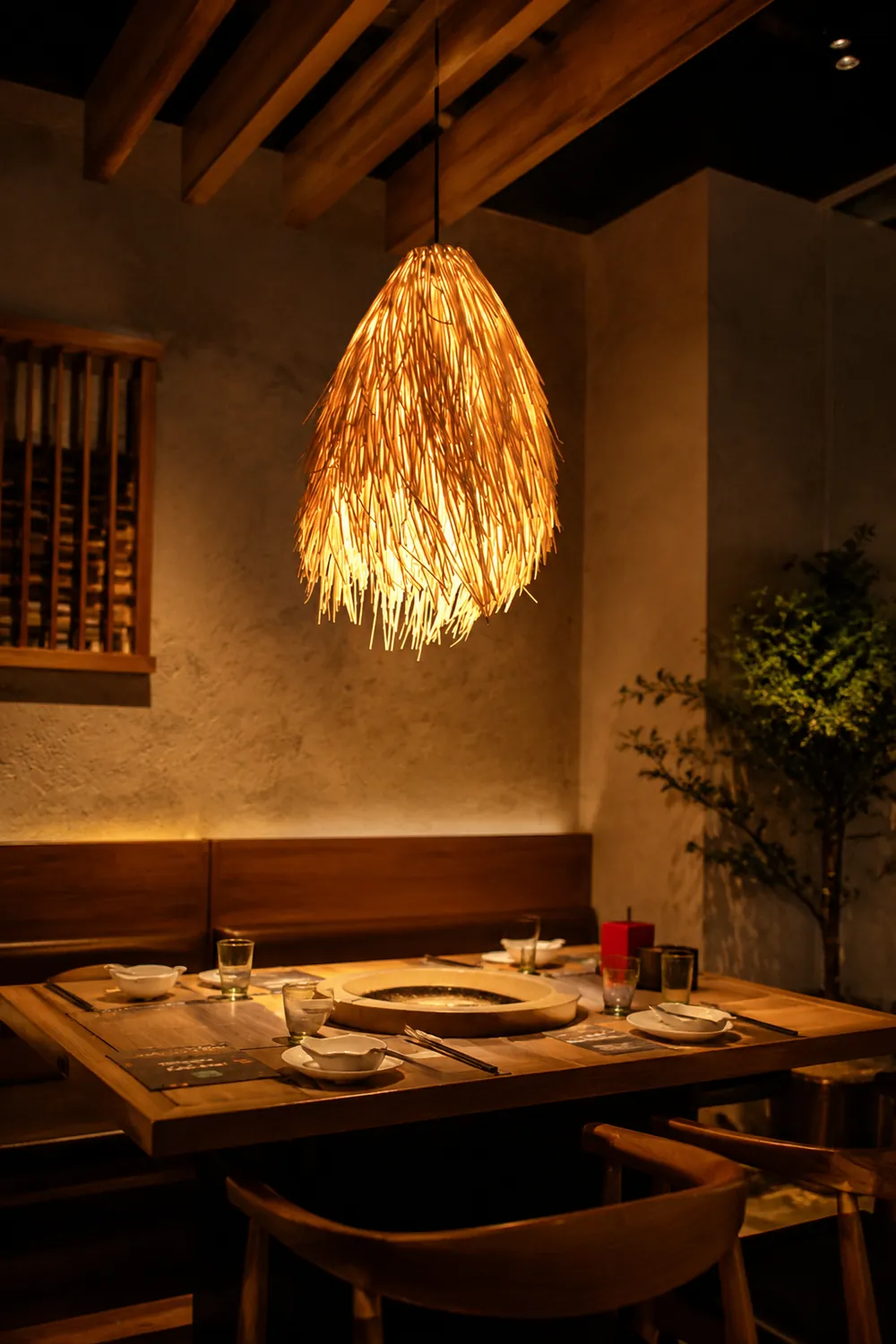 Muto Designer Handmade Weave Pendant Light, Rattan - Lumpaz
