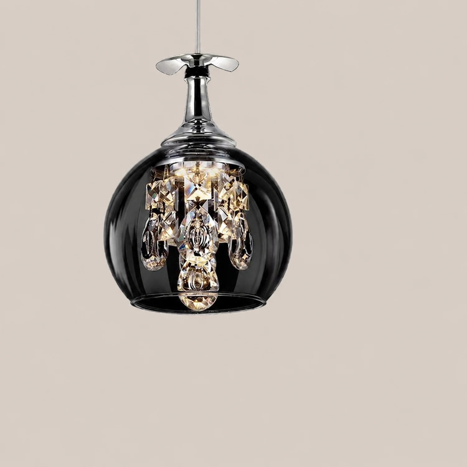Kristy Modern Wine Glass/Crystal Pendant Light, Clear - Lumpaz