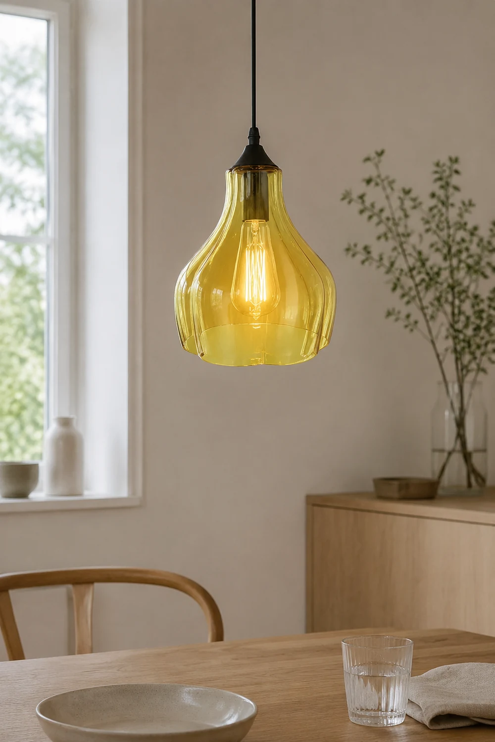 Morandi Contemporary Pendant Light, Clear/Yellow/Green - Lumpaz