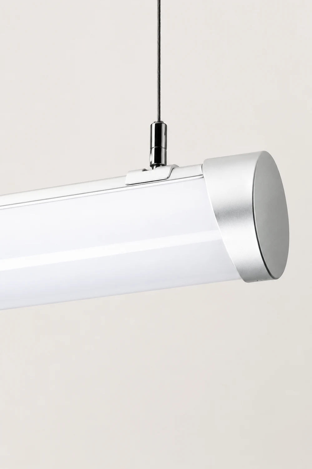 Minimalist Tube Glass/Metal Pendant Light, White, Dining Room - Lumpaz