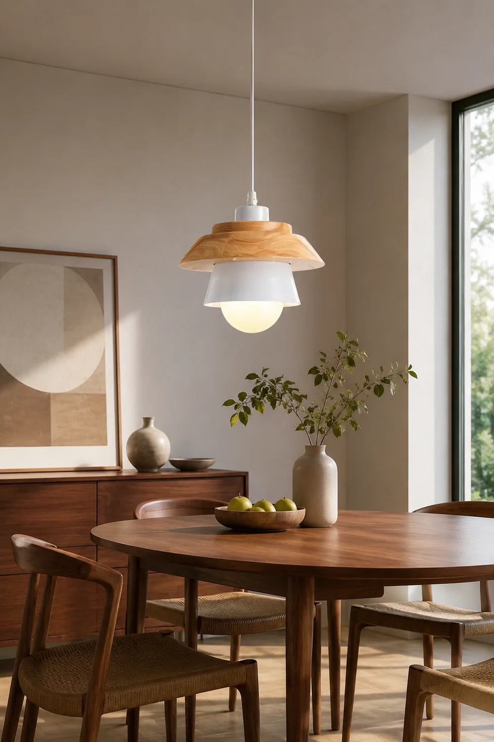Zaid Modern Glass/Wood Pendant Light, Multi Color - Lumpaz