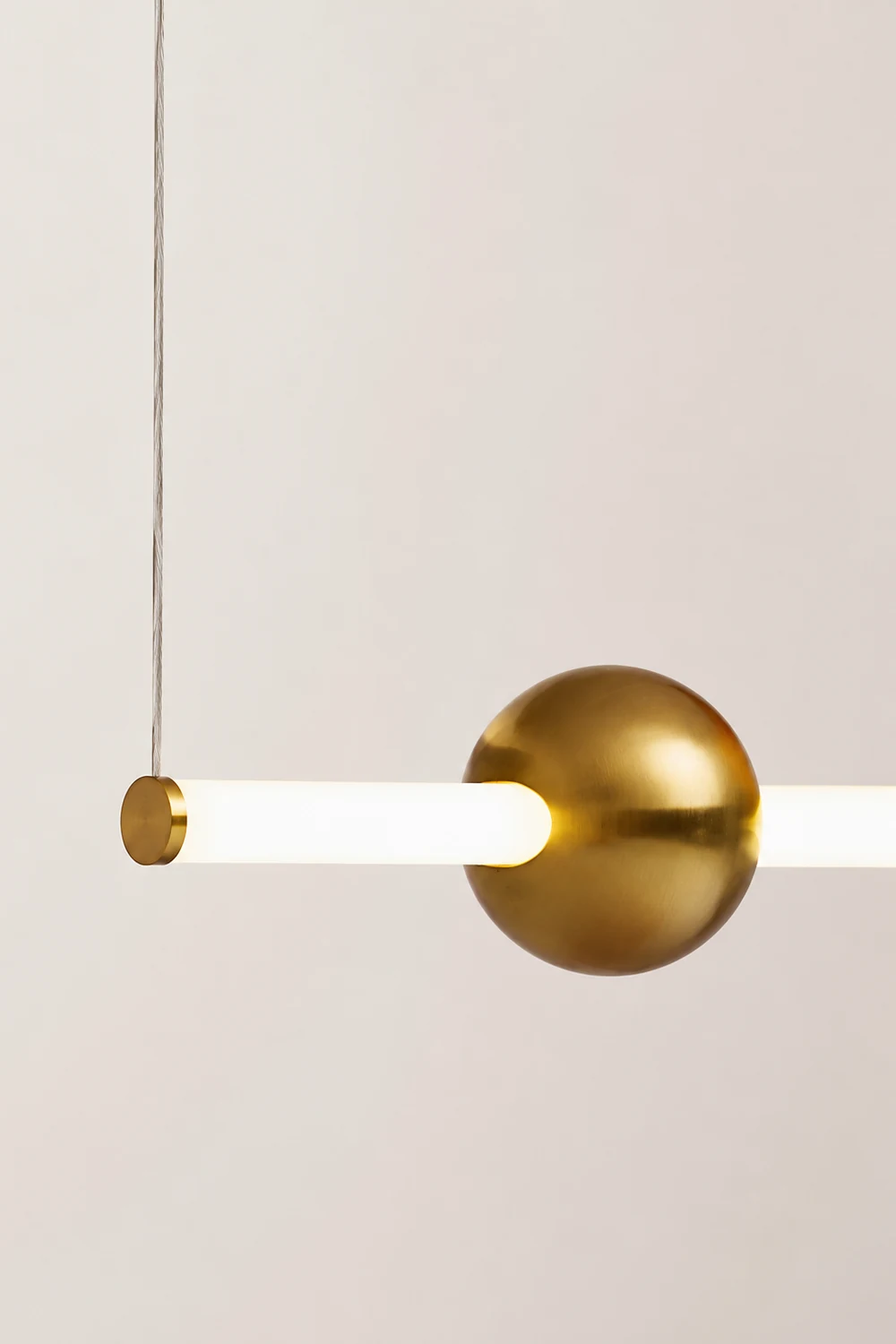 Edge Modern Linear Metal Pendant Light, White/Gold - Lumpaz
