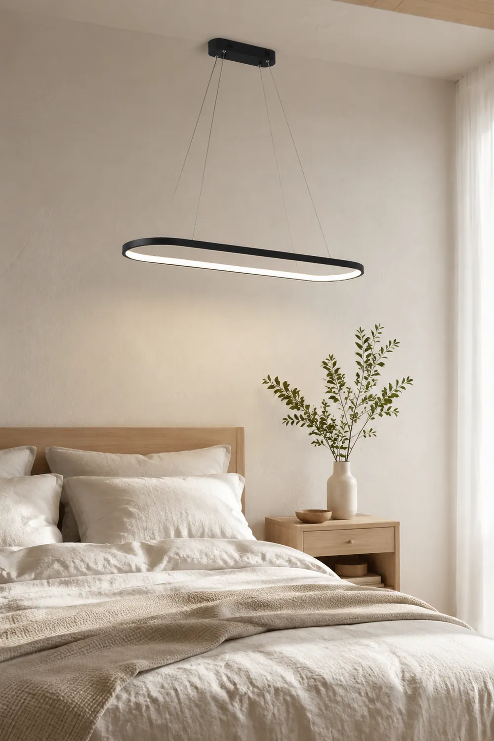 Edge Oval Minimalist Hanging Pendant Light, Black/White/Gold - Lumpaz