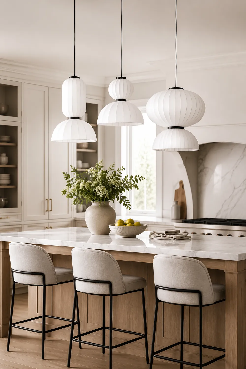 Renée Modern Artificial Silk Pendant Light, White, 3 Style - Lumpaz