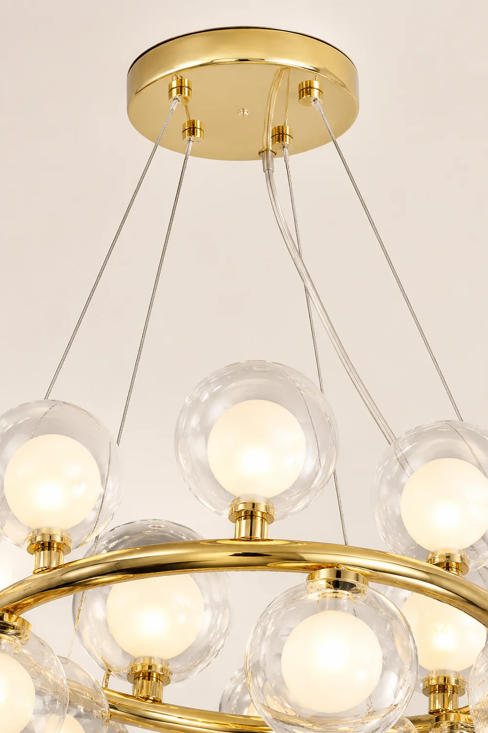 Valentina Modern Gold Bubble Pendant Light, Metal & Glass - Lumpaz