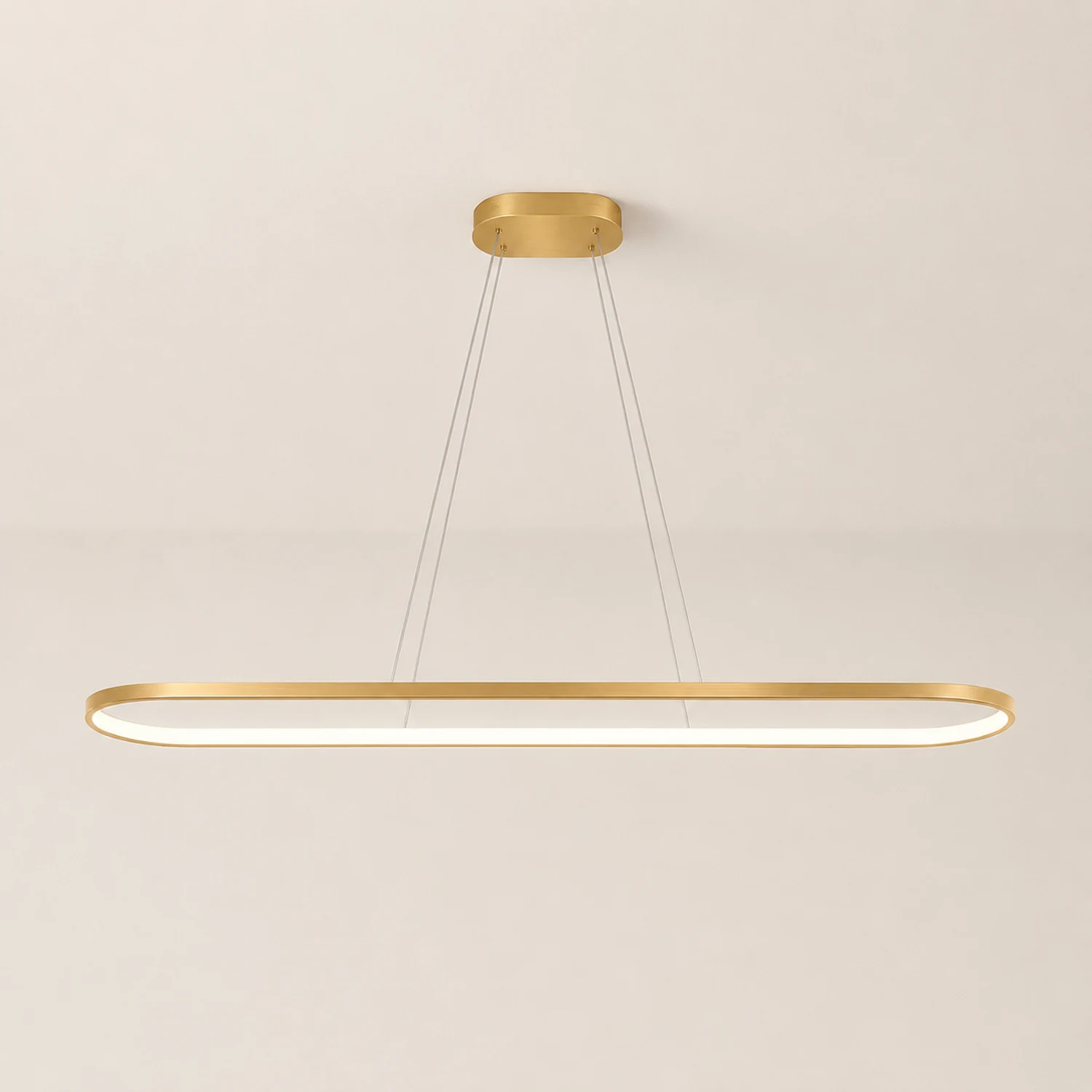 Edge Oval Minimalist Hanging Pendant Light, Black/White/Gold - Lumpaz