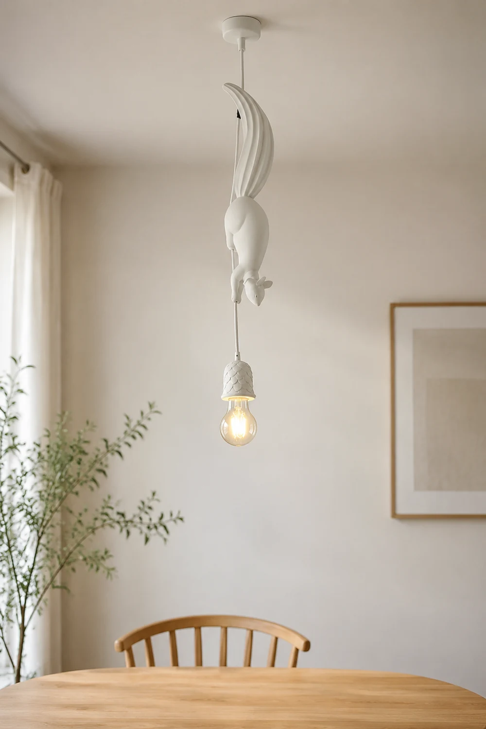 Valentina Pendant Light Squirrel/Pinecone Modern, Resin, Black/White/Blue/Pink, Restaurant - Lumpaz