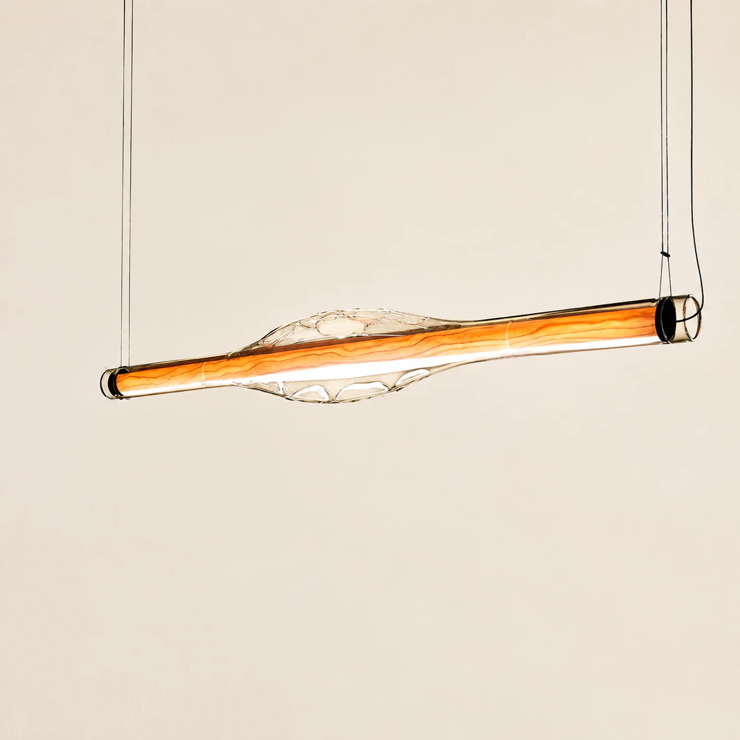Edge Modern Tubular Metal Pendant Light, Red/Brown - Lumpaz