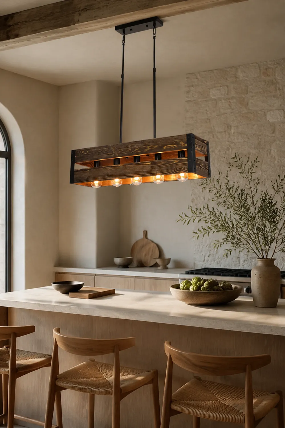 Alessio Retro LED Metal/Wood Pendant Light Living Room/Bedroom - Lumpaz