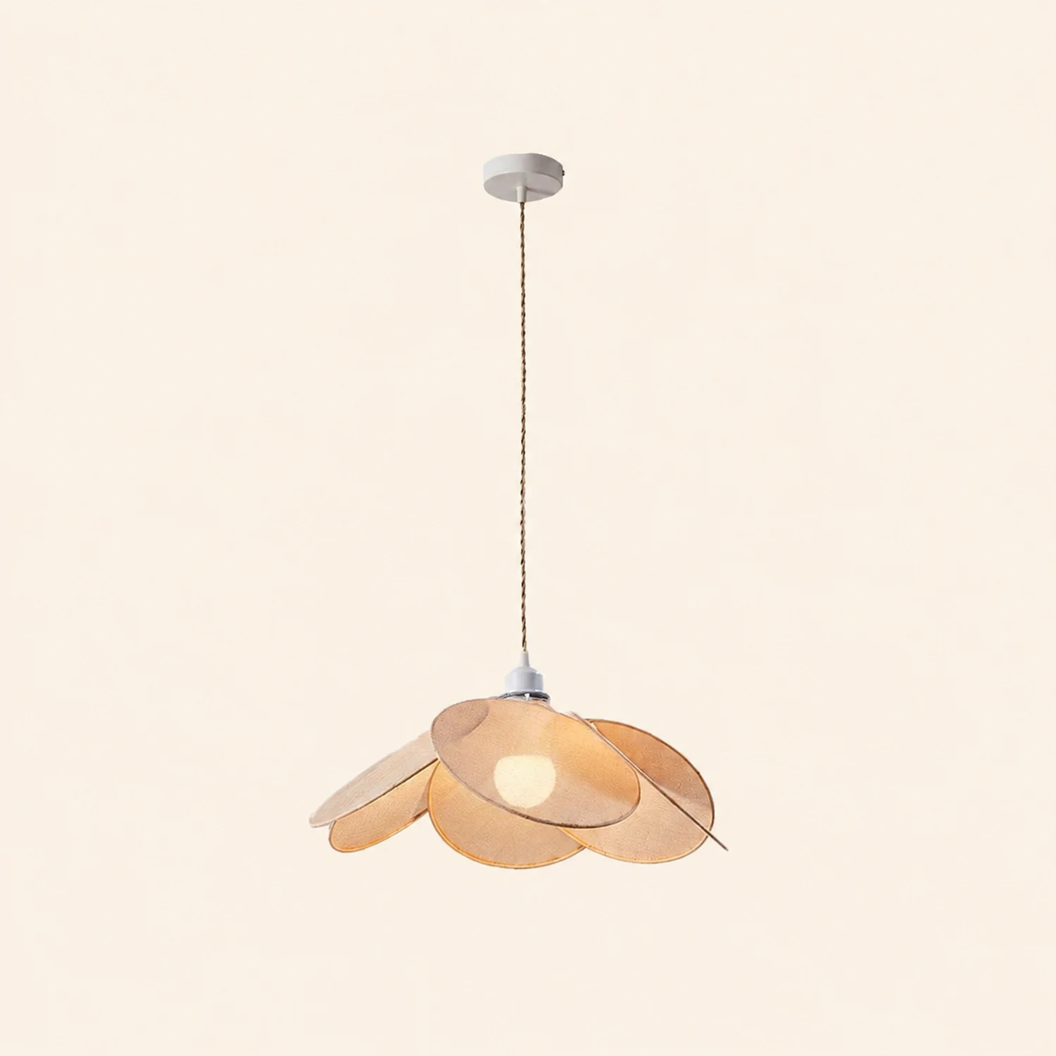Renée Minimalist Fabric Flower Pendant Light, Orange/Brown/Beige - Lumpaz