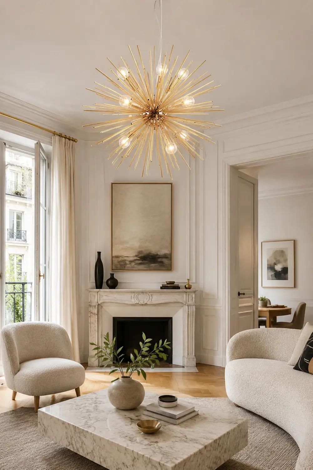 Lowry Modern Art Deco Sputnik Gold Pendant Light, Metal - Lumpaz
