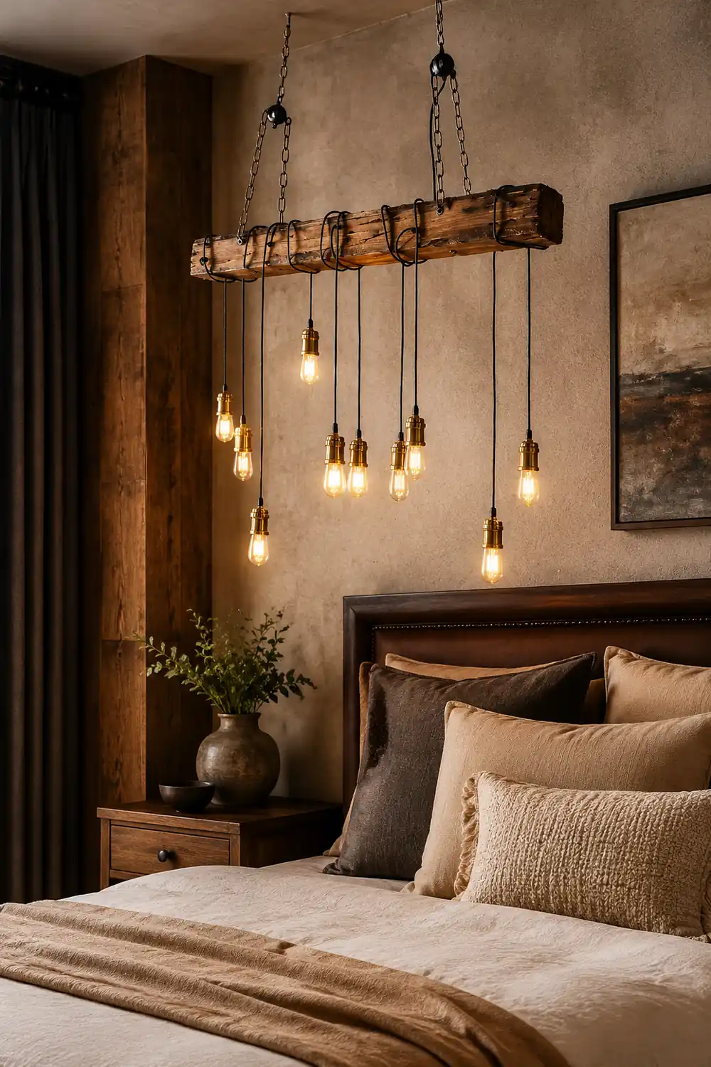 Austin Vintage Industrial Rectangular Wood Pendant Light Wood/Black - Lumpaz