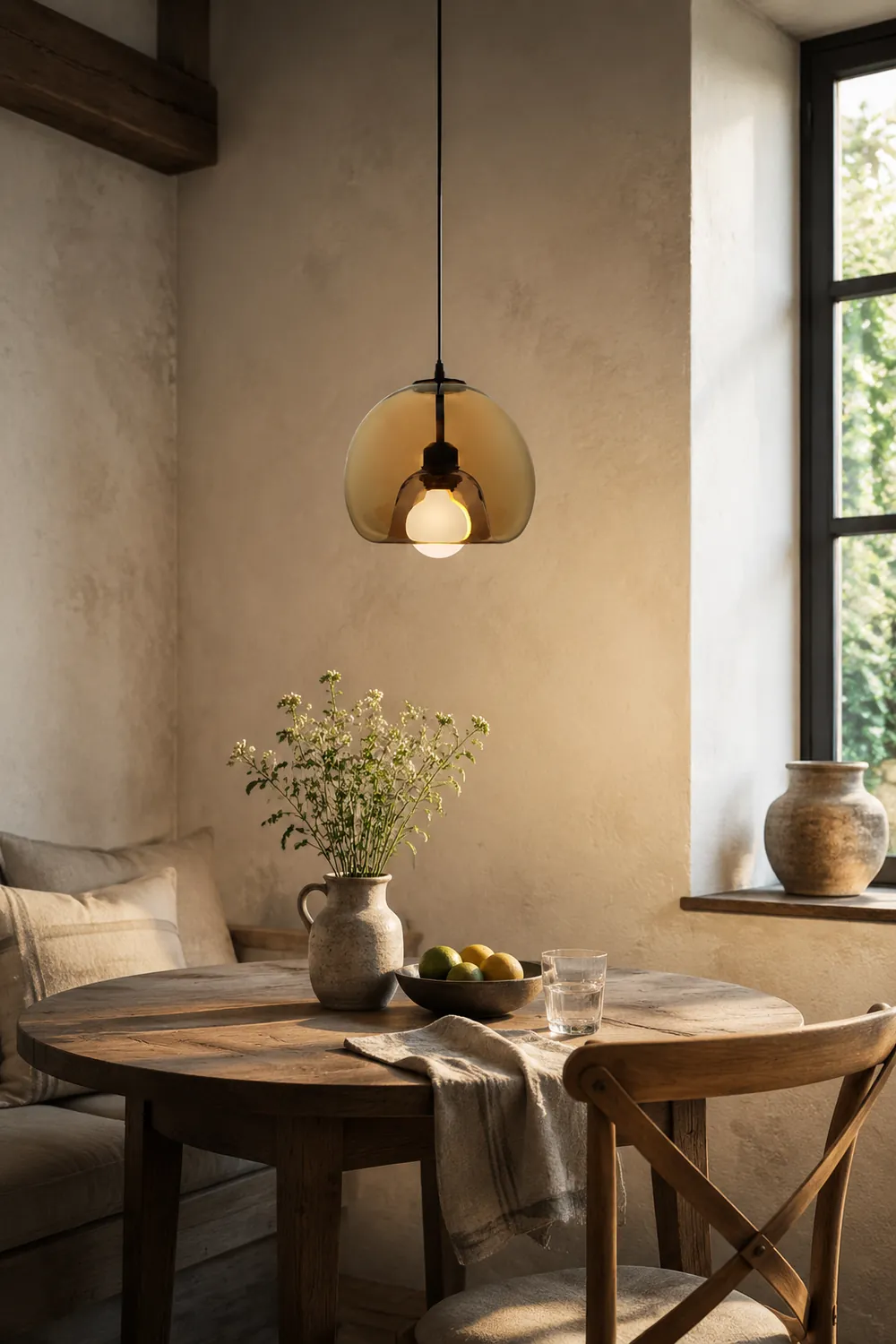 Hailie Modern Globe Glass Pendant Light, Amber/Smoky Gray - Lumpaz