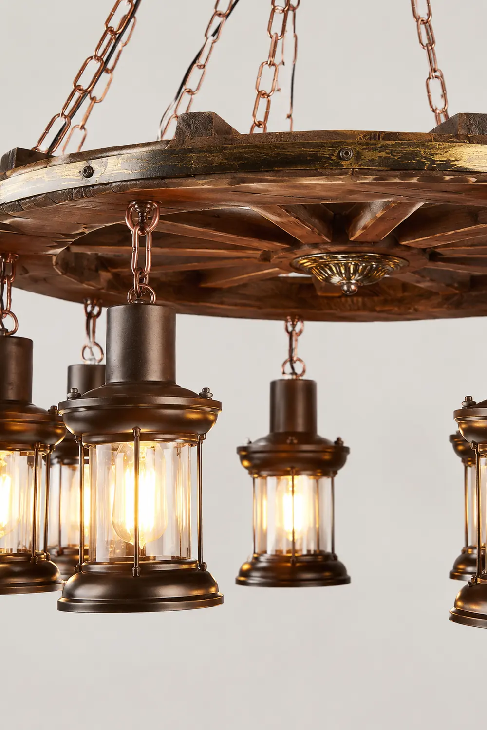 Austin Vintage Rudder Metal/Wood Pendant Light, Walnut - Lumpaz