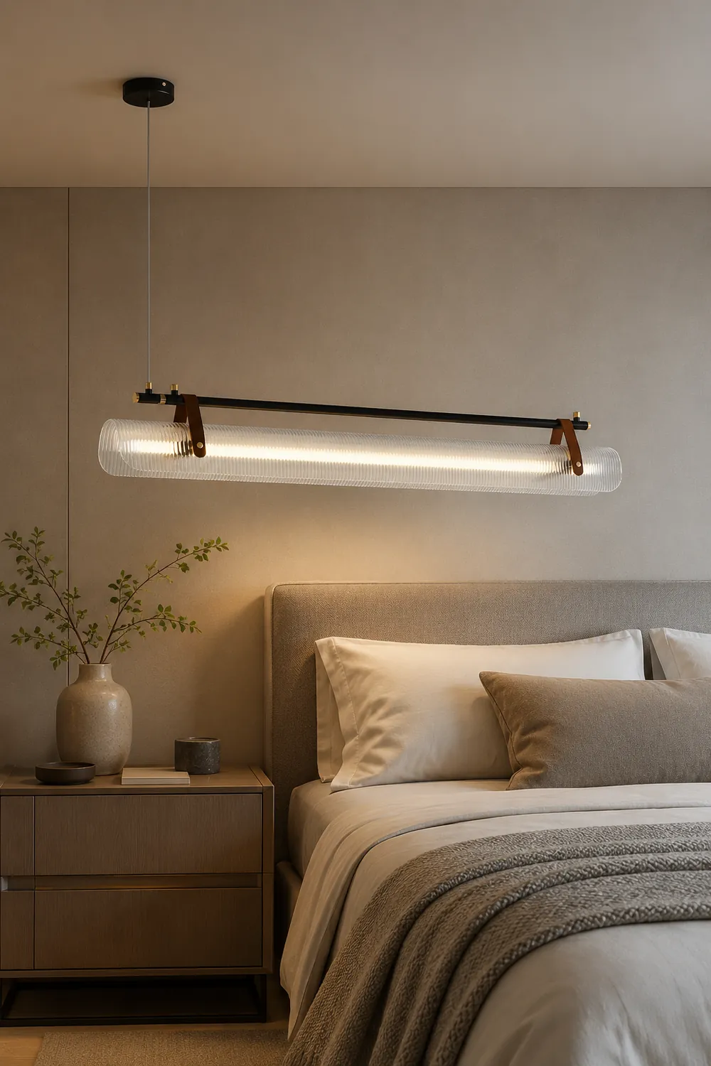 Edge Pendant Light Linear Modern, Acrylic/Metal, Black/Gold, Study - Lumpaz