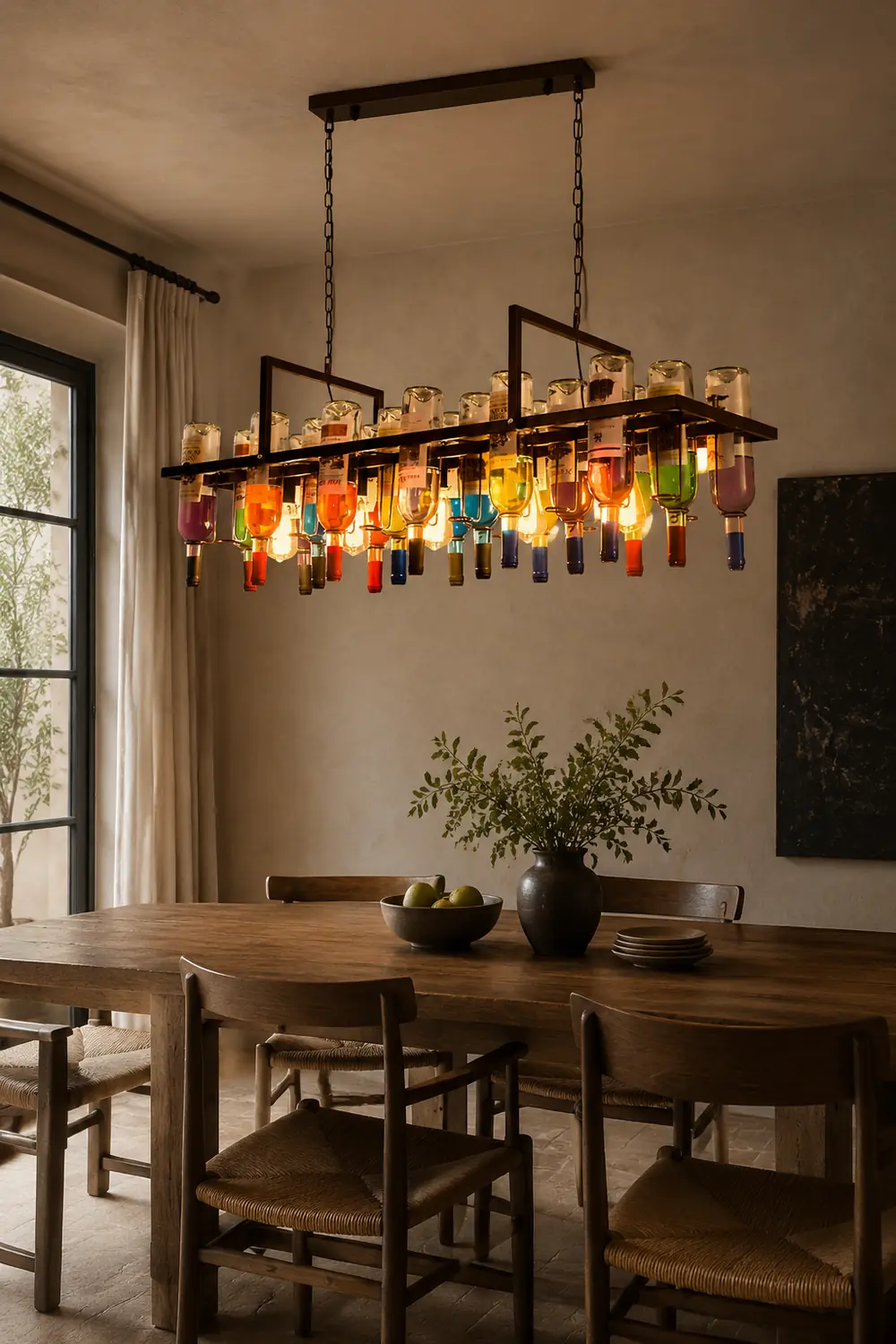 Hailie Art-Deco Wine Bottle Glass Pendant Light, Rust - Lumpaz
