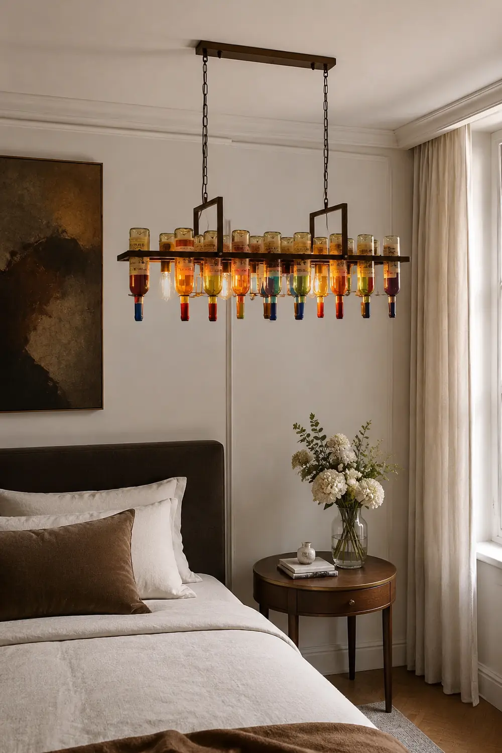 Hailie Art-Deco Wine Bottle Glass Pendant Light, Rust - Lumpaz