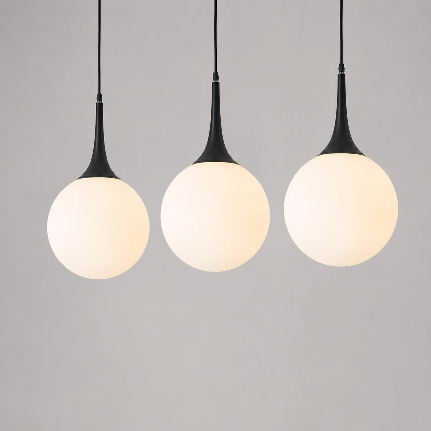 Valentina Modern Hanging Glope Glass Pendant Light, Black/White - Lumpaz