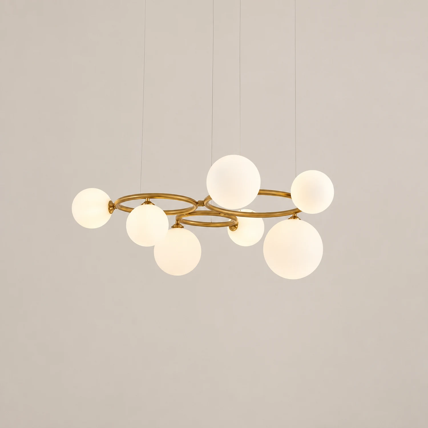 Valentina Modern Designe Wave Metal/Glass Pendant Light, White/Gold - Lumpaz