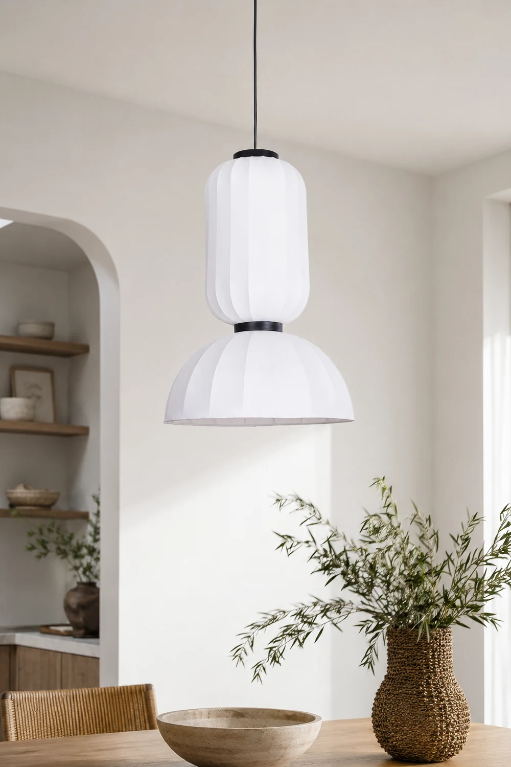 Renée Modern Artificial Silk Pendant Light, White, 3 Style - Lumpaz
