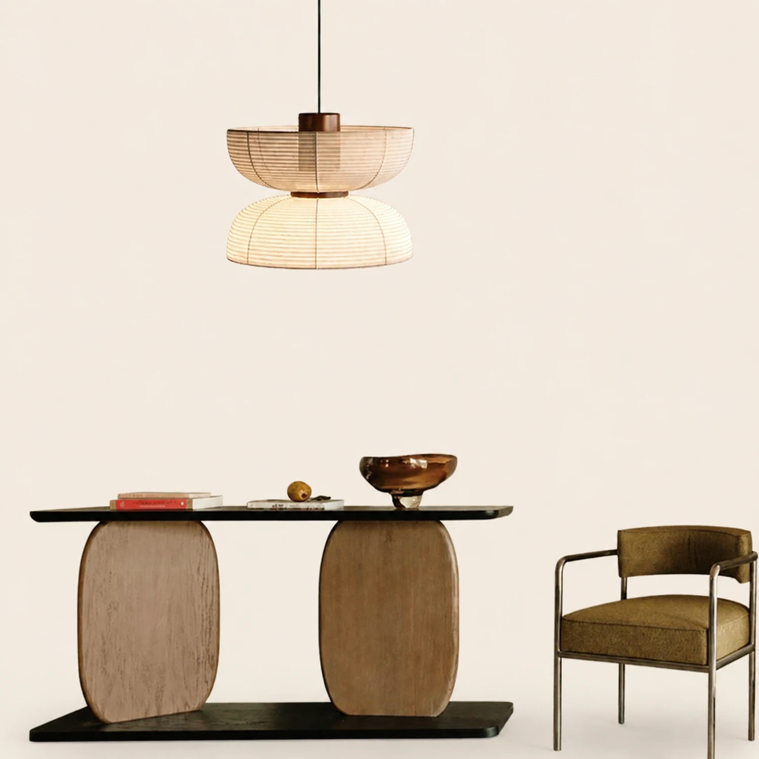 Ozawa Retro Fabric & Metal Pendant Light, 2 Style - Lumpaz