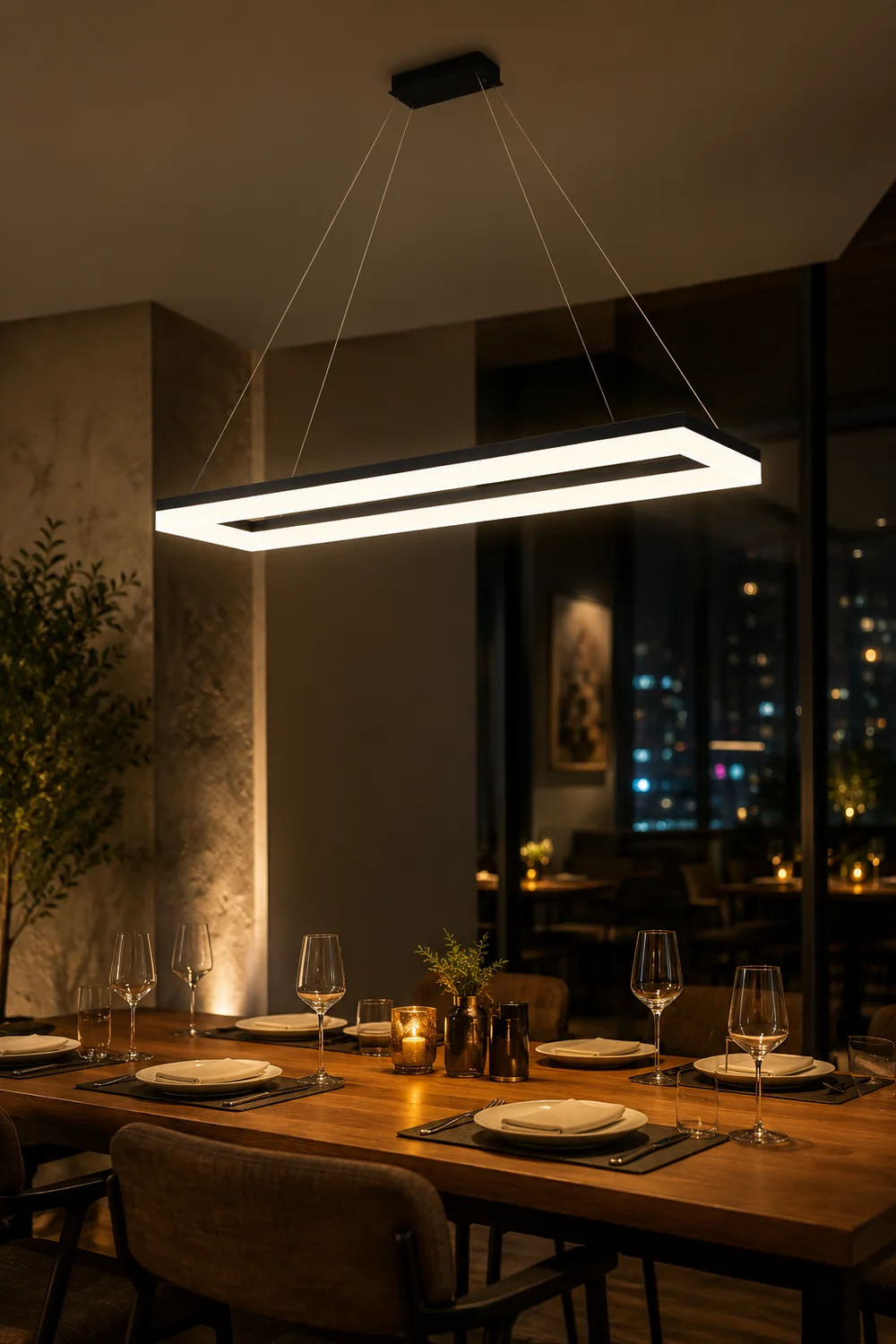 Bouvet Nordic Rectangular Led Pendant Light, Black/White, Acrylic - Lumpaz