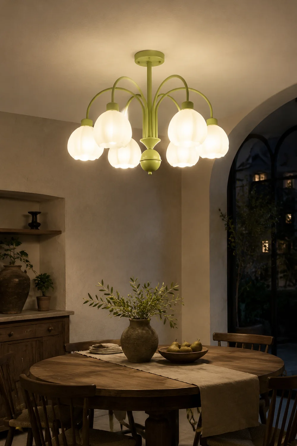 Lily Modern Pumpkin Metal Pendant Light,Green - Lumpaz
