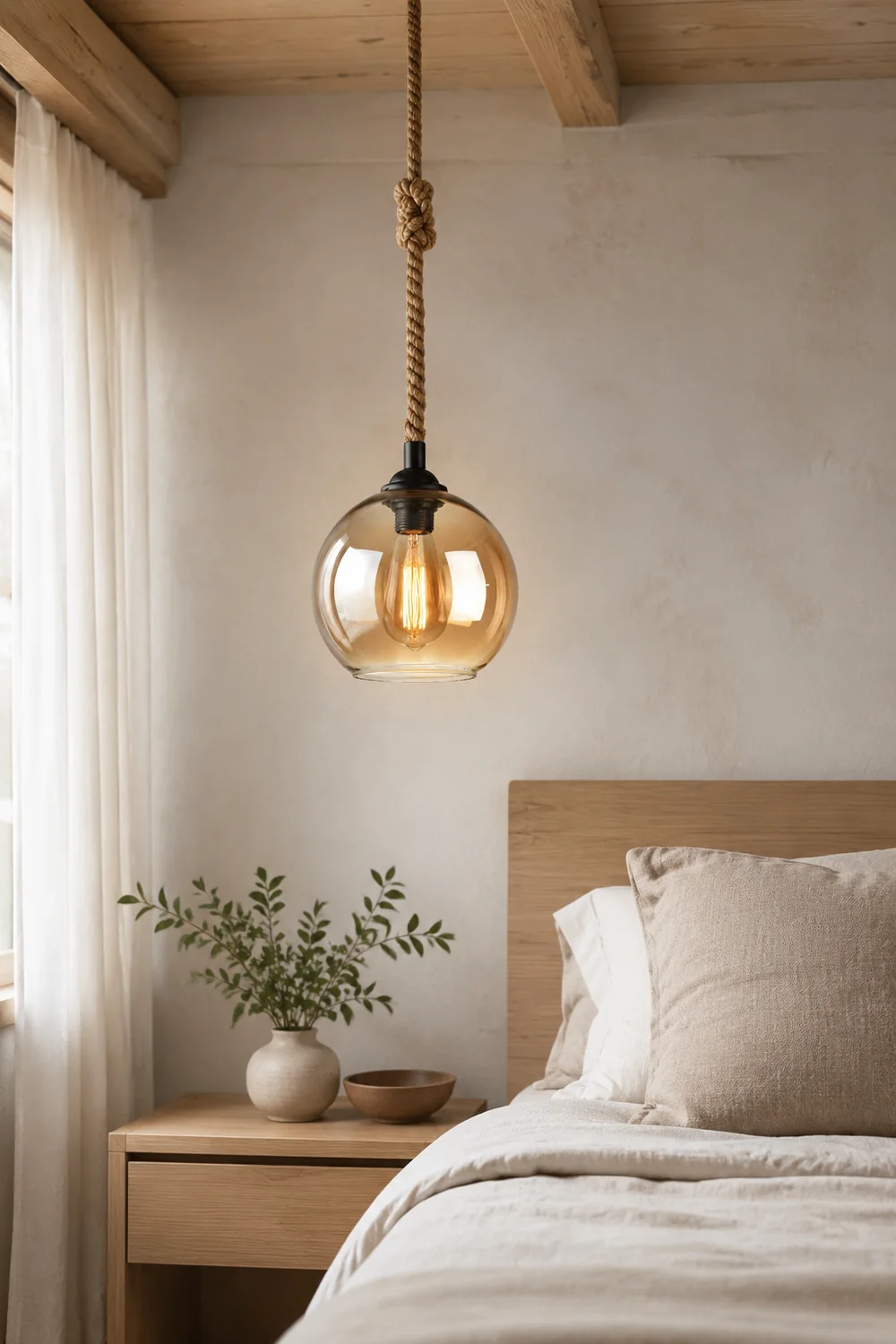 Hailie Vintage Industrial Ball Glass Pendant Light, Clear/Amber - Lumpaz