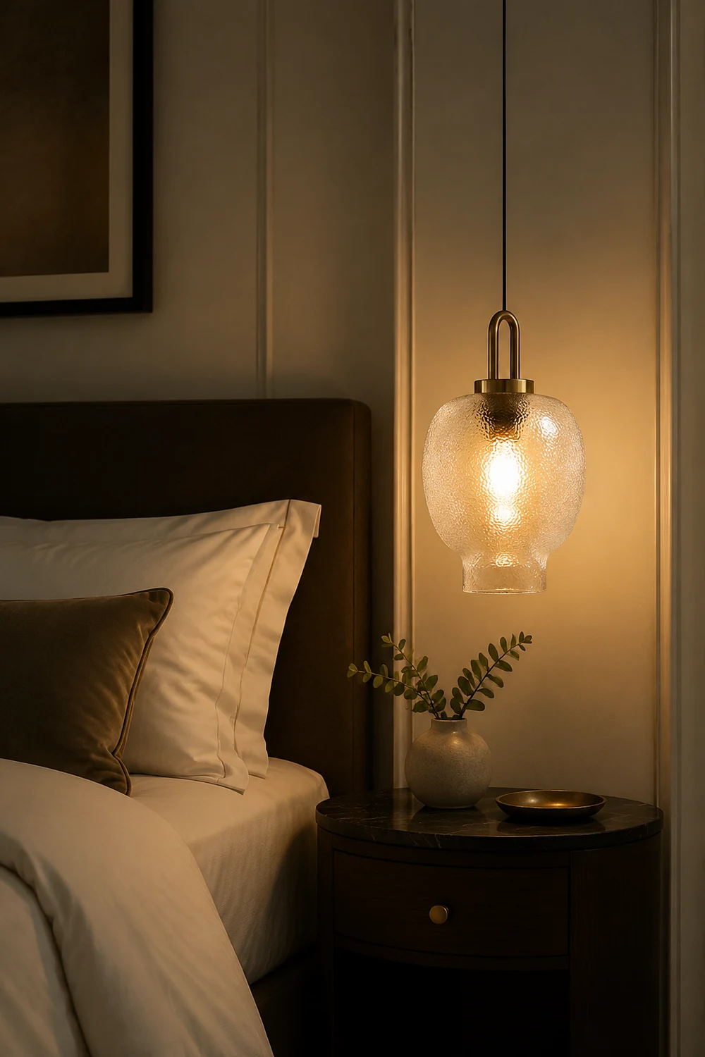 Hailie Minimalist Blown Frosted Glass Pendant Light, Gold - Lumpaz