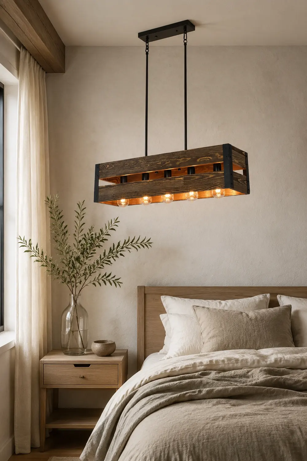 Alessio Retro LED Metal/Wood Pendant Light Living Room/Bedroom - Lumpaz