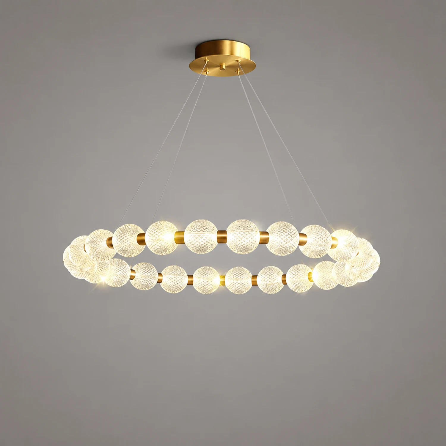 Marilyn Design Ring Metal Pendant Light, Gold, Aluminium/Acrylic - Lumpaz