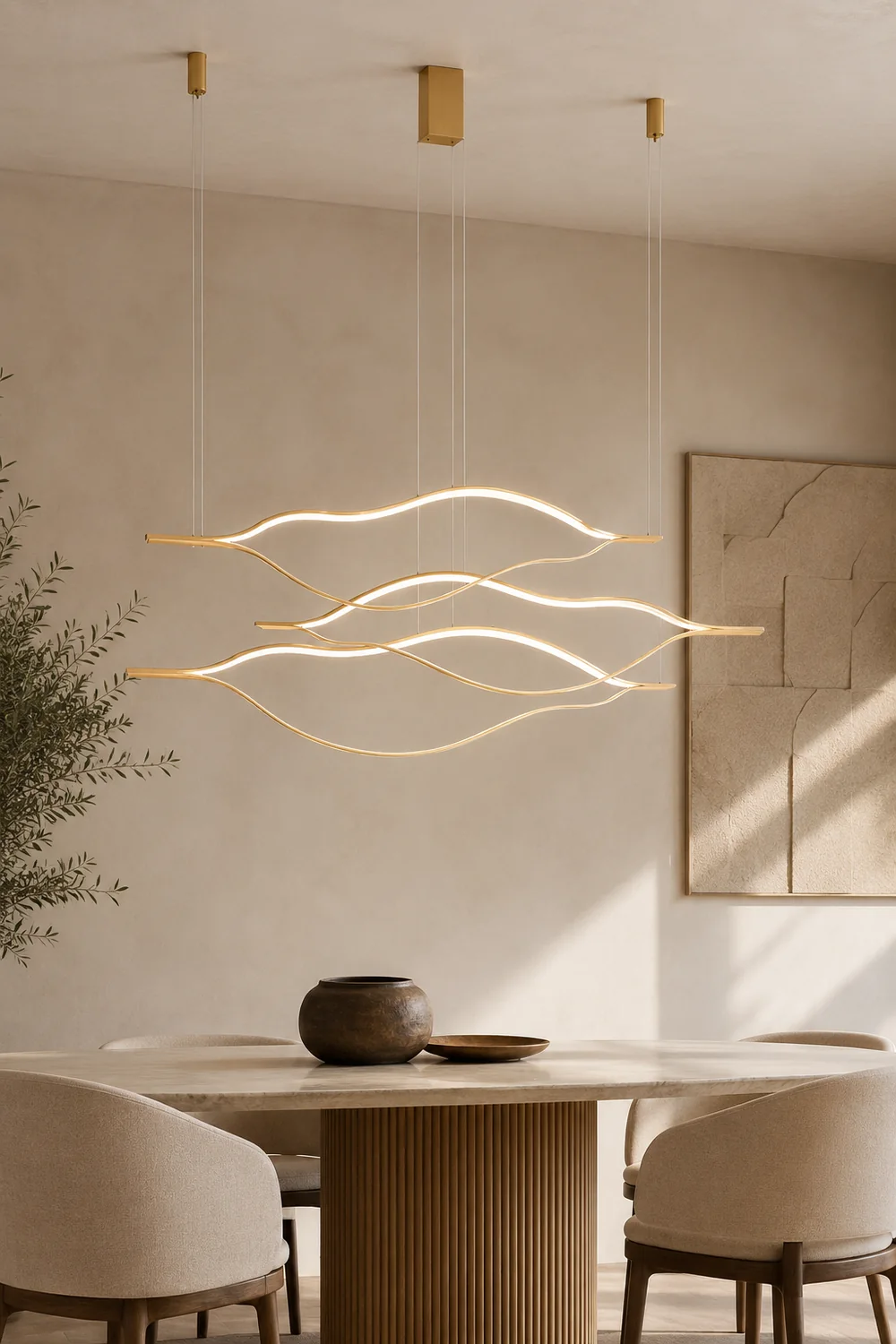 Edge Wave Pendant Light, Gold, 31.5"/39.3"/47.2" - Lumpaz