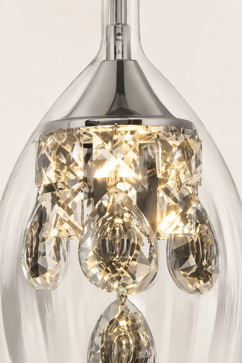 Kristy Modern Wine Glass/Crystal Pendant Light, Clear - Lumpaz
