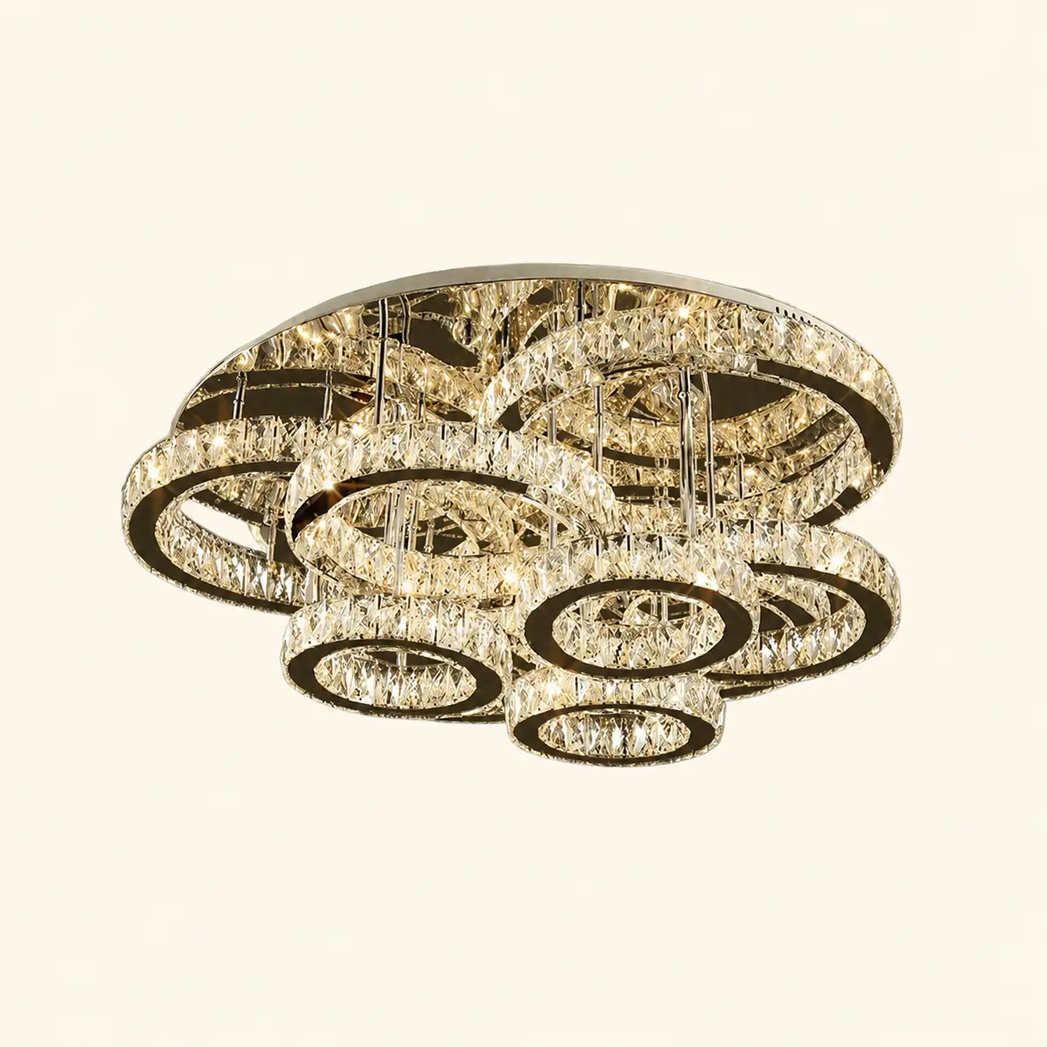 Kristy Modern Multi Ring Metal And Crystal Pendant Light - Lumpaz