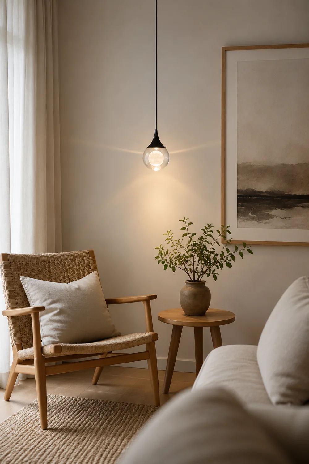 Elif Minimalist Moon Metal Pendant Light,Black - Lumpaz
