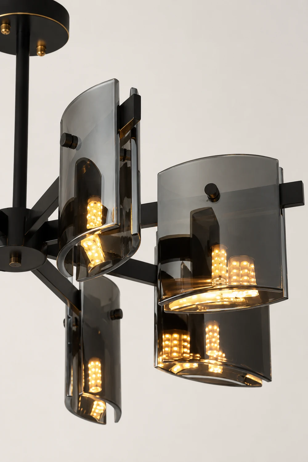 Evette Minimalist Multi Head Metal Pendant Light, Black/Gold - Lumpaz