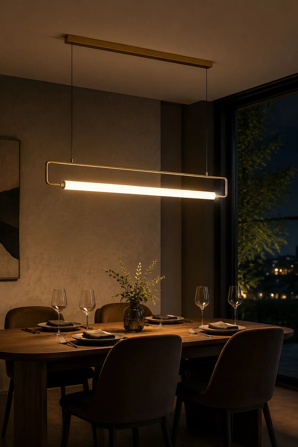 Edge Modern Minimalist rectangular Metal/Acrylic Pendant Light, Gold/Black - Lumpaz