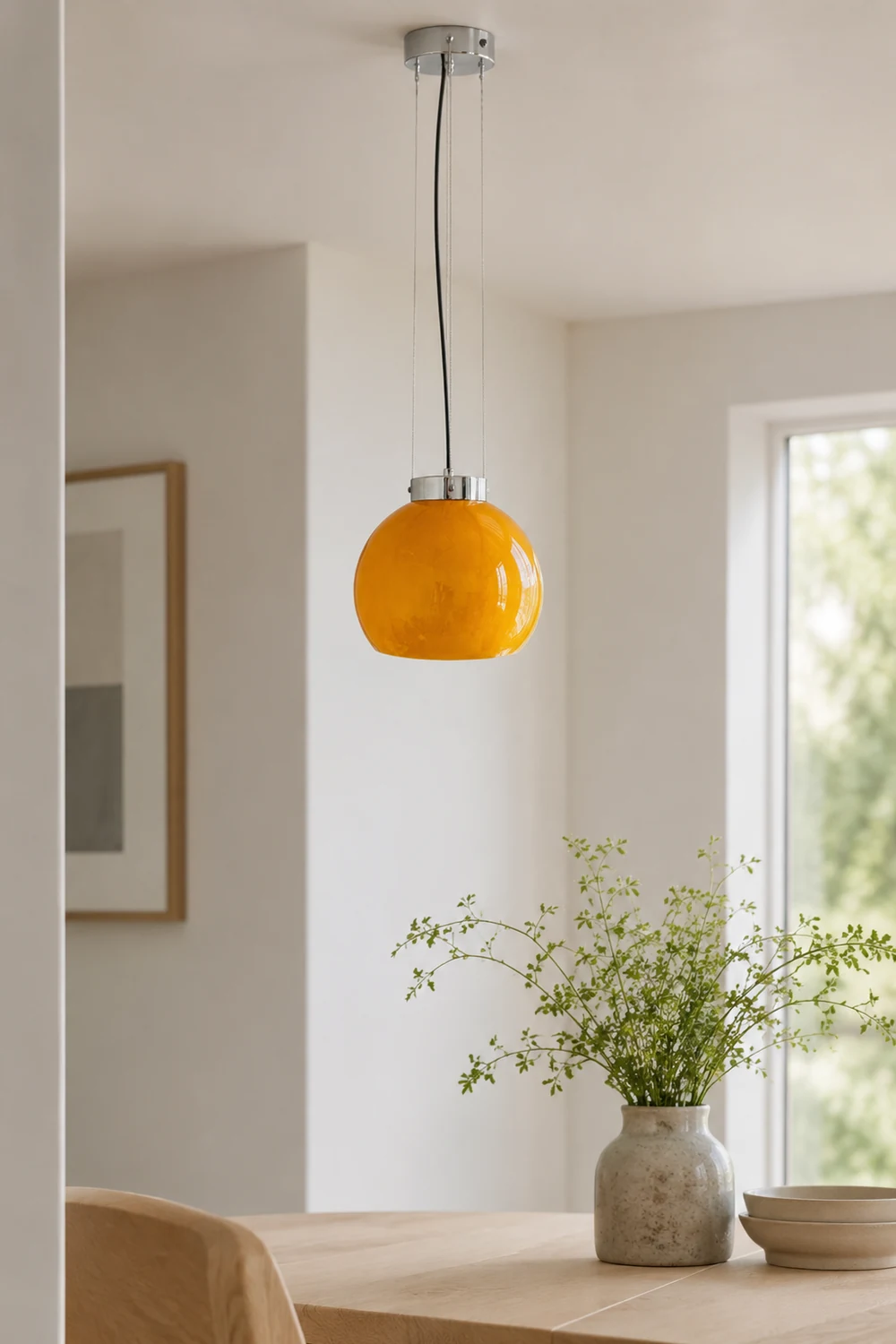 Hailie Yellow Ball Pendant Light, Metal & Glass, 9.8" - Lumpaz