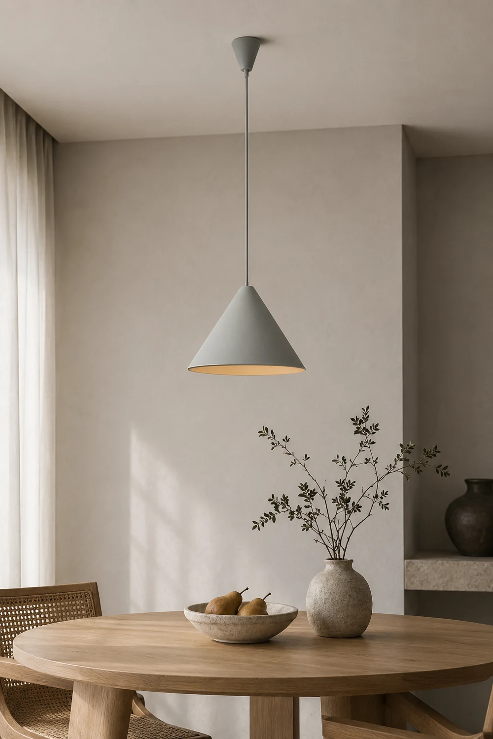 Carins Minimalist Cone Metal Pendant Light, Gray - Lumpaz